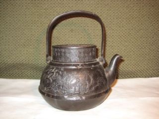 antique chinese japanese cast iron tea pot kettle