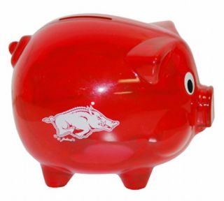 Features of NCAA Arkansas Razorbacks Plastic Piggy Bank (Red)
