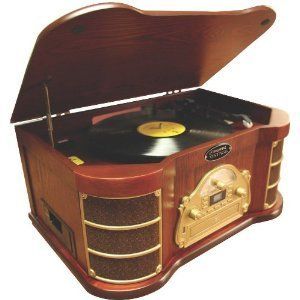 Classic Turntable Vintage Record Player CD Player Cassete Amfm Radio w 