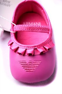 armani baby pink leather shoes featuring a bold frill detail and large 