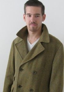 AQUASCUTUM London Vtg Tweed Wool Mans Classic Jacket Heavy Coat 42 R 