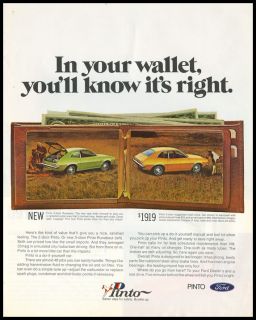 1972 Vintage Ad for Ford Pinto Automobiles