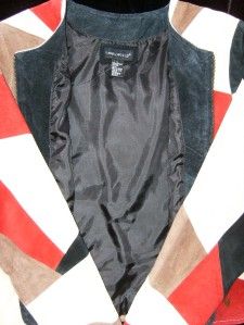 karen arnold red black beige suede leather jacket l