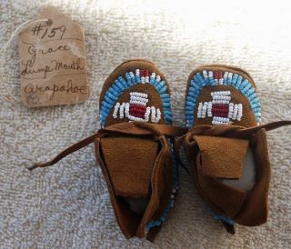 Mid 1900s Arapahoe Hide Beaded Baby Moccasins Wyoming