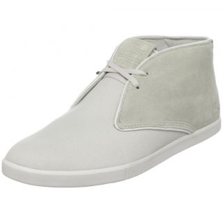 LACOSTE MENS ARONA 7 OFF WHITE CANVAS SUEDE MID LACE UP SNEAKER SHOES 