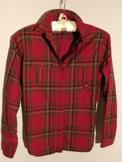 RALPH LAUREN Country Red Plaid Petite Long Sleeve Button Down Cotton 