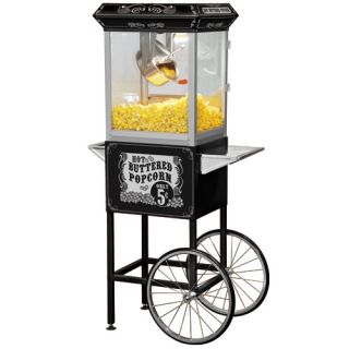 Funtime 8oz Black Popcorn Popper Machine Maker Cart Vintage Style 