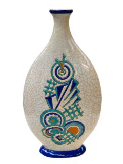 Longwy Art Deco Period Earthenware Pillow Vase