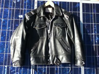 Lee Trevor Black Leather Motorcycle Jacket Horsehide Quilted Lining 