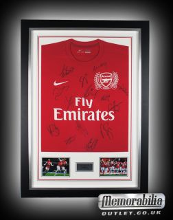 Hand Signed Squad Arsenal Shirt Chamberlain Walcott Vermaelen Framed 