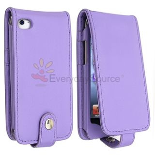 Wallet Leather Card Holder Case Black Stylus Pen for iPod Touch 4 4th 