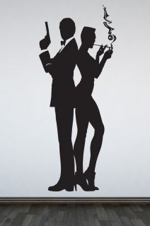 Wall Art Decal Sticker Silhouette of James Bond 007 Bond Girl Women 