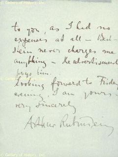Artur Rubinstein Autograph Letter Signed 1 1917