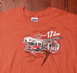 Firefighters Hot Times Kool Cars Arvada Colorado Orange T Shirt Small 