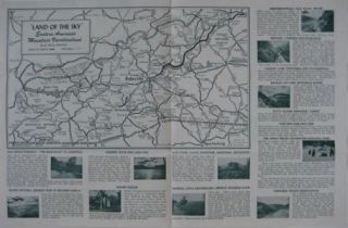 1950 Asheville Blue Ridge Parkway Road Map Smoky Mtns
