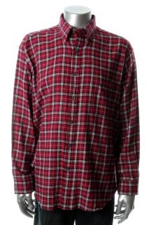 John Ashford New Red Flannel Plaid Long Sleeve Button Down Shirt Top 