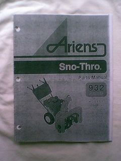 Ariens 932 Sno Thro Snowblower Snowthrower Parts Manual