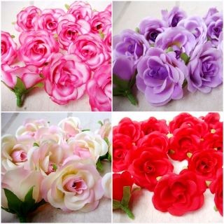 50x Honey Rose Silk Artificial Flowers Head Clip Wedding Wholesale 