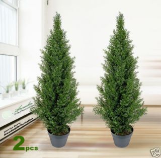 Two Pre Potted 3 Artificial Cedar Topiary Trees 013