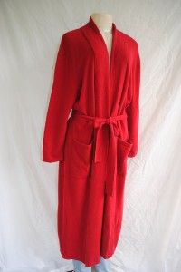 ARLOTTA Saks 100% CASHMERE Red Soft Knit Belted Lounge Robe Long 