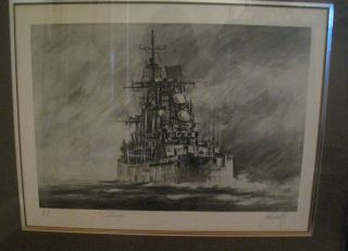 John Kelly Hand Signed Artist Proof Lithograph Destroyer Battle SHIP 