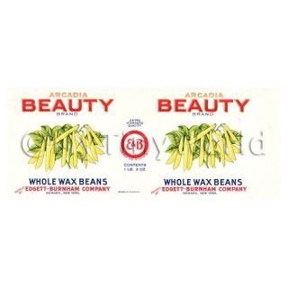 Mini Arcadia Wax Beans Labels 1930s