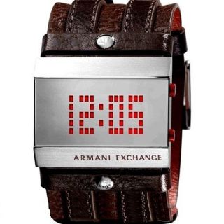 ARMANI EXCHANGE AX1036 BROWN LEATHER BAND DIGITAL MENS WATCH