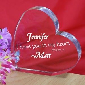 Engraved Couples Personalized Glass Heart Keepsake