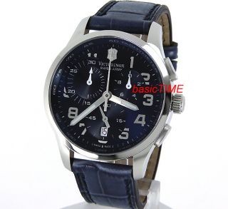 SWISS ARMY MEN ALLIANCE CHRONO 100M SAPPHIRE SOLID STEEL LEATHER STRAP 