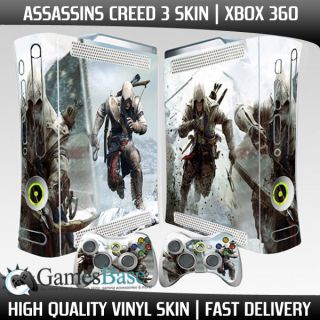 New Assassins Creed 3 Xbox 360 Vinyl Skin Stickers 2 x Controller 