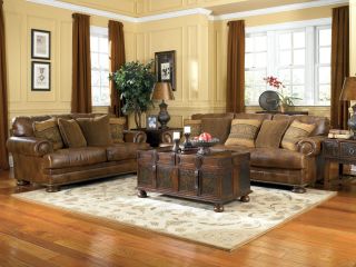 Ashley Furniture Ralston Teak Living Room Set Sofa Loveseat 91500 35 