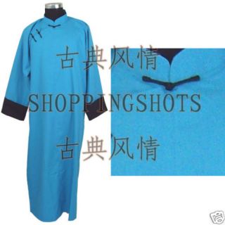 Chinese Long Gown Clothing Traditional Clothes 094102 Blue Custom Made 