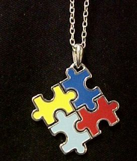 autism asperger color puzzle piece necklace