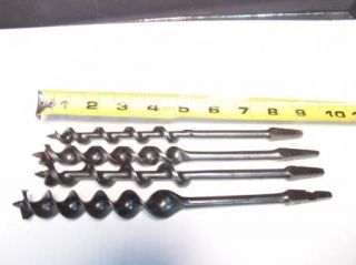 Lot of Four Vintage Auger Drill Bits Ates Dasco Others