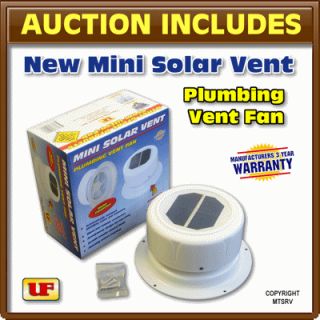 Ultra Fab Mini Solar Plumbing Attic Vent Fan White   New RV Trailer 