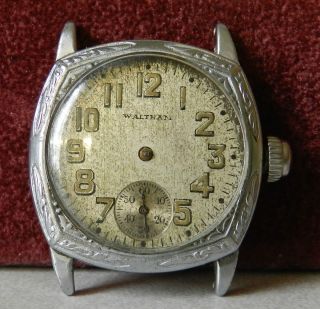 Antique 1910s 20s WALTHAM Military Style Watch Model 1907, Needs 