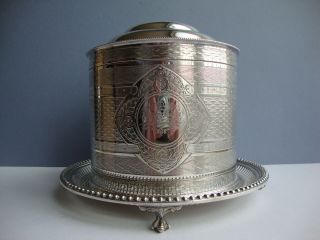 SUPERB QUALITY ATKIN BROS VICTORIAN SILVER PLATED BISCUIT BARREL BOX 