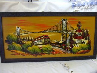 Lighted Ashbrook Painting of San Francisco 42 1 2 x 21 1 4 as Is 