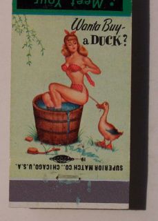 1950s Matchbook Sexy Pinup Cigar Store New Castle PA MB