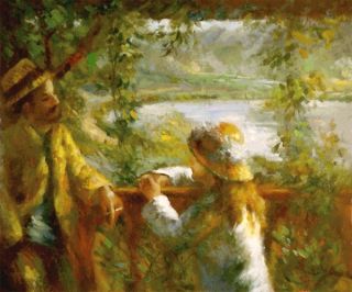   Landscape Oil Painting 20 24 Renoir Near The Lake