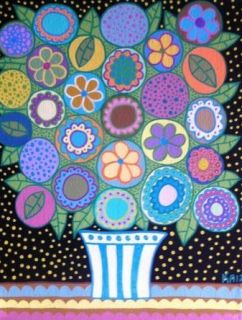 Talavera Mexican Folk Art Pastel Flowers Vase Spring Kerri Ambrosino 