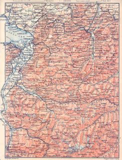 AUSTRIA 262 BREGENZ AREA Historical Map 1911