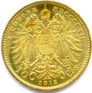Austria 10 Corona KM 2816 Gold Coin Franz Joseph I 1912