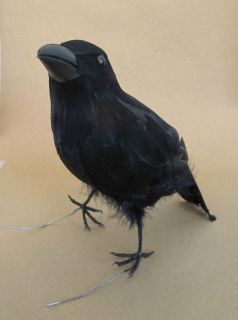   Lrg Black Crow Raven Halloween Prop Decoration Crafts Artificial Birds