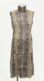   Gabbana 2pc Beige & Black Snake Print Silk Top & Skirt Set Size 40/42