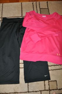 Lot of 2 Womens Athletic Wear Nike Capri Pants Under Armour 