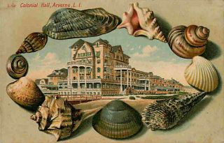 Arverne Long Island New York Colonial Hall Hotel Shell Border Vintage 