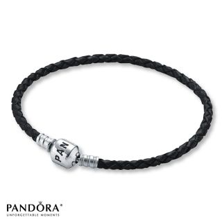 Authentic Pandora Black Leather Bracelet 7 5