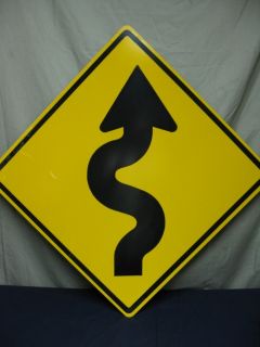 AUTHENTIC WINDING ROAD TRAFFIC STREET SIGN REAL 30 x 30 STEEL GENUINE 