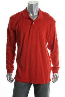 John Ashford New Red Long Sleeve Interlock Front Pocket Polo Shirt XL 